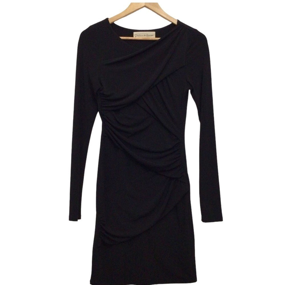 𝅺GRAHAM & Spencer black draped sliming stretchy formal special occasion small